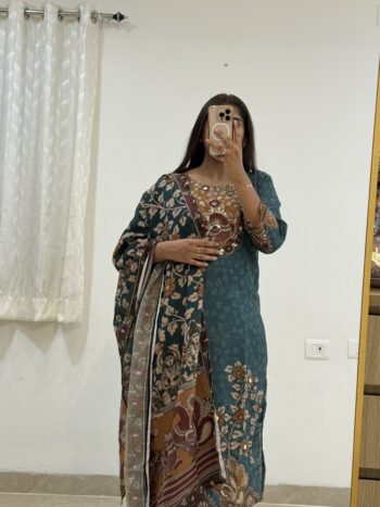Teal Green Kalamkari set