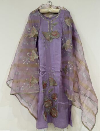 Lavender Glass tissue kurtha set