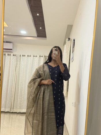 Navy Blue Raw silk set
