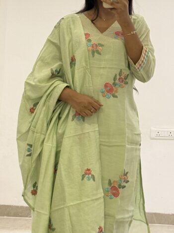 Sea Green Chanderi set