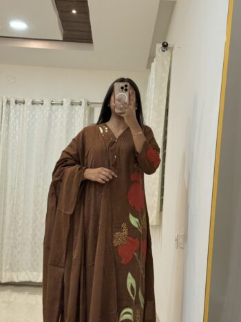 Brown pure Mulcotton Aline set