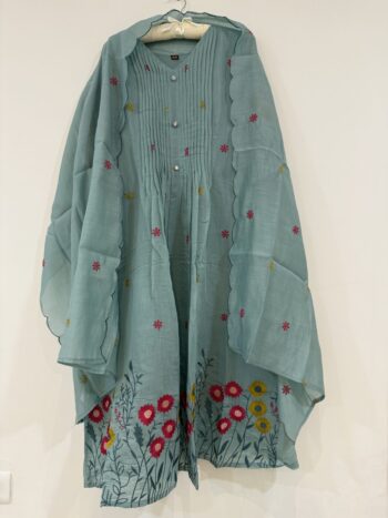 Powder blue Chanderi set