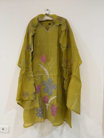 Lemon yellow Chanderi set