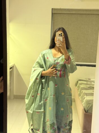 Sea green Kurtha set