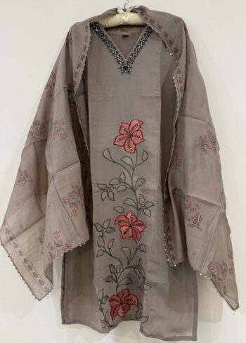 Grey Chanderi kurtha set