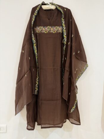 Coffee brown Chanderi set(pre order 10 days dispatch time)