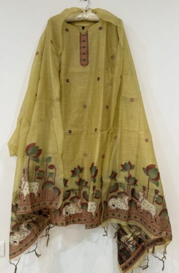Golden yellow Jamdani set