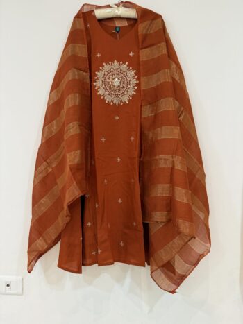 Orange fully embroidery Aline set