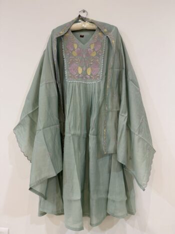 Pastel Sea Green Chanderi set