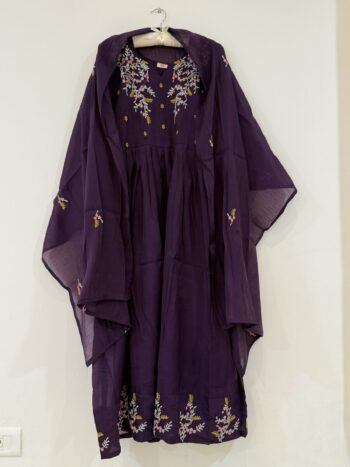 Brinjal Chanderi Aline set