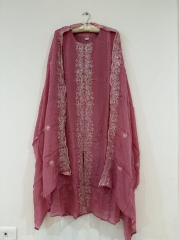 Onion pink pure dola silk Embroidery set