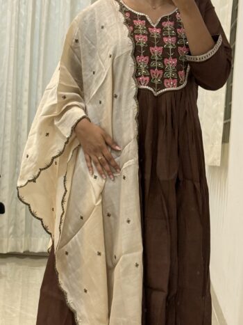 Brown and cream party wear set
