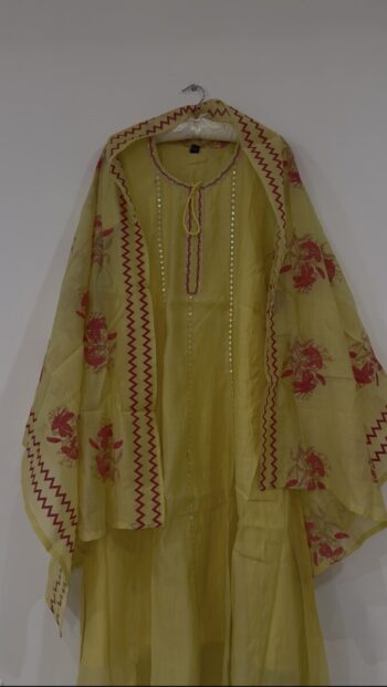 Butter yellow Chanderi set