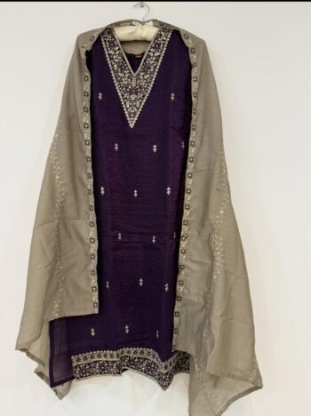 Purple and ivory crunchy fabric set