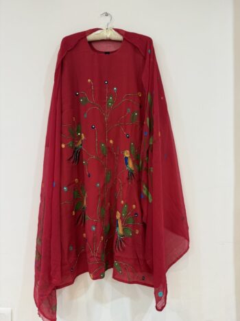 Red chinnon embroidery set
